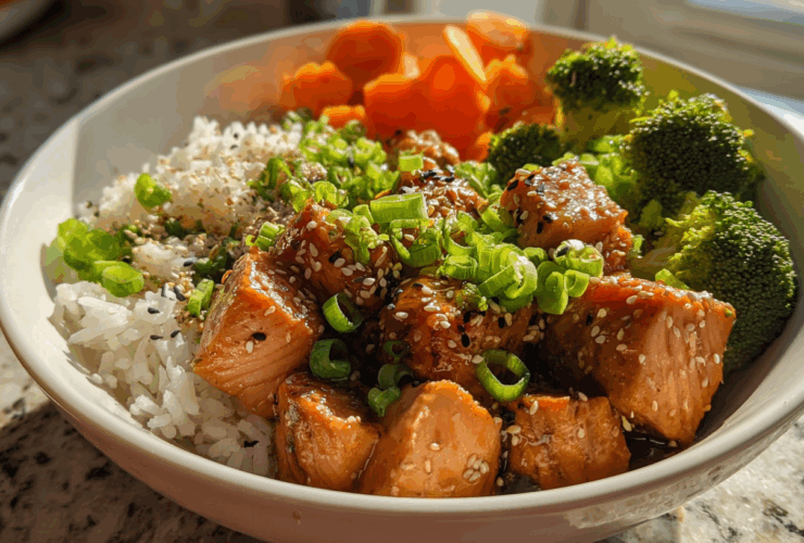 Soy Ginger Salmon Rice Bowl
