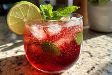 Sparkling Hibiscus Iced Tea with Lime