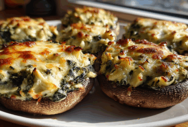 Spinach-Artichoke Stuffed Portobellos