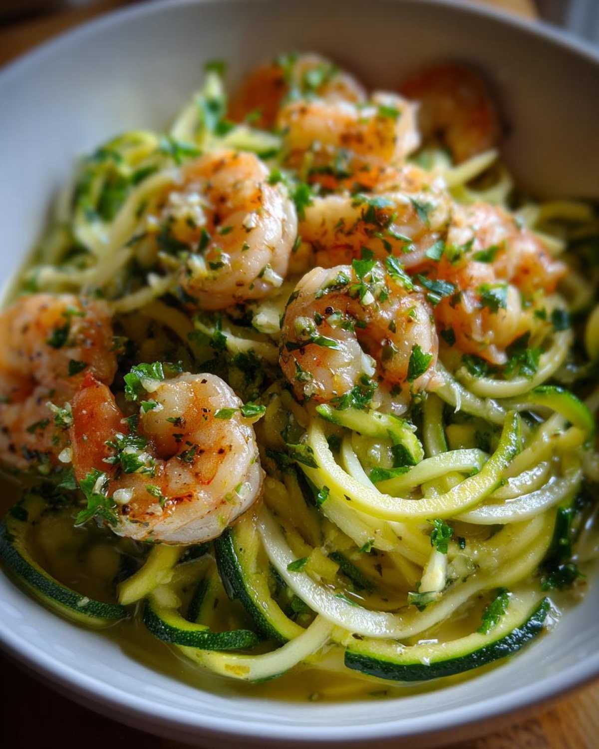 Spiralized Zucchini Shrimp Scampi - detail 1