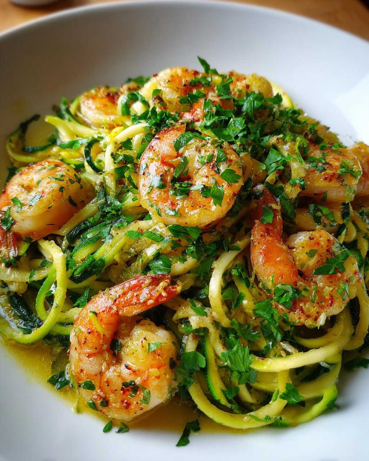 Spiralized Zucchini Shrimp Scampi - detail 3