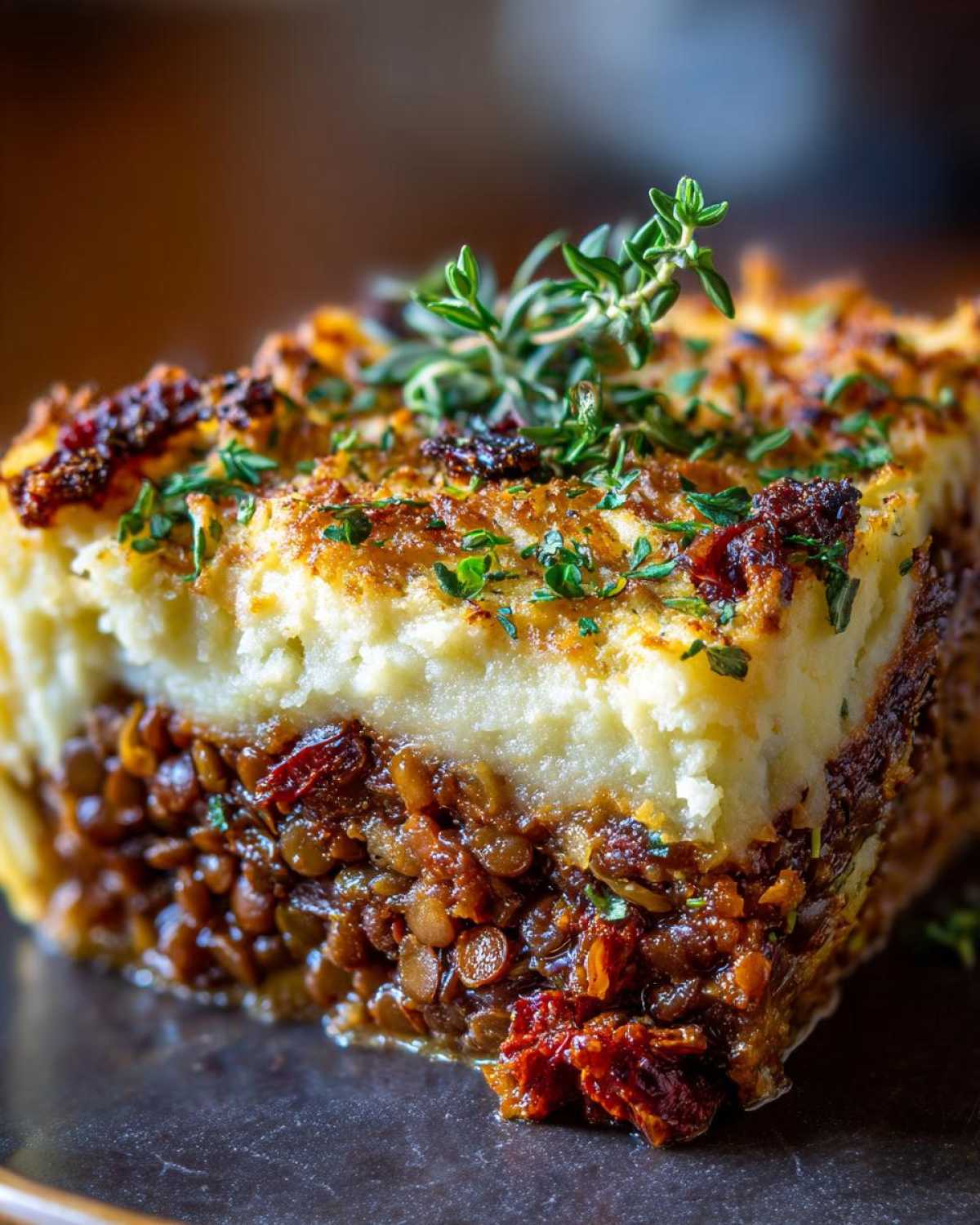 Sun-Dried Tomato Lentil Shepherd’s Pie - detail 2