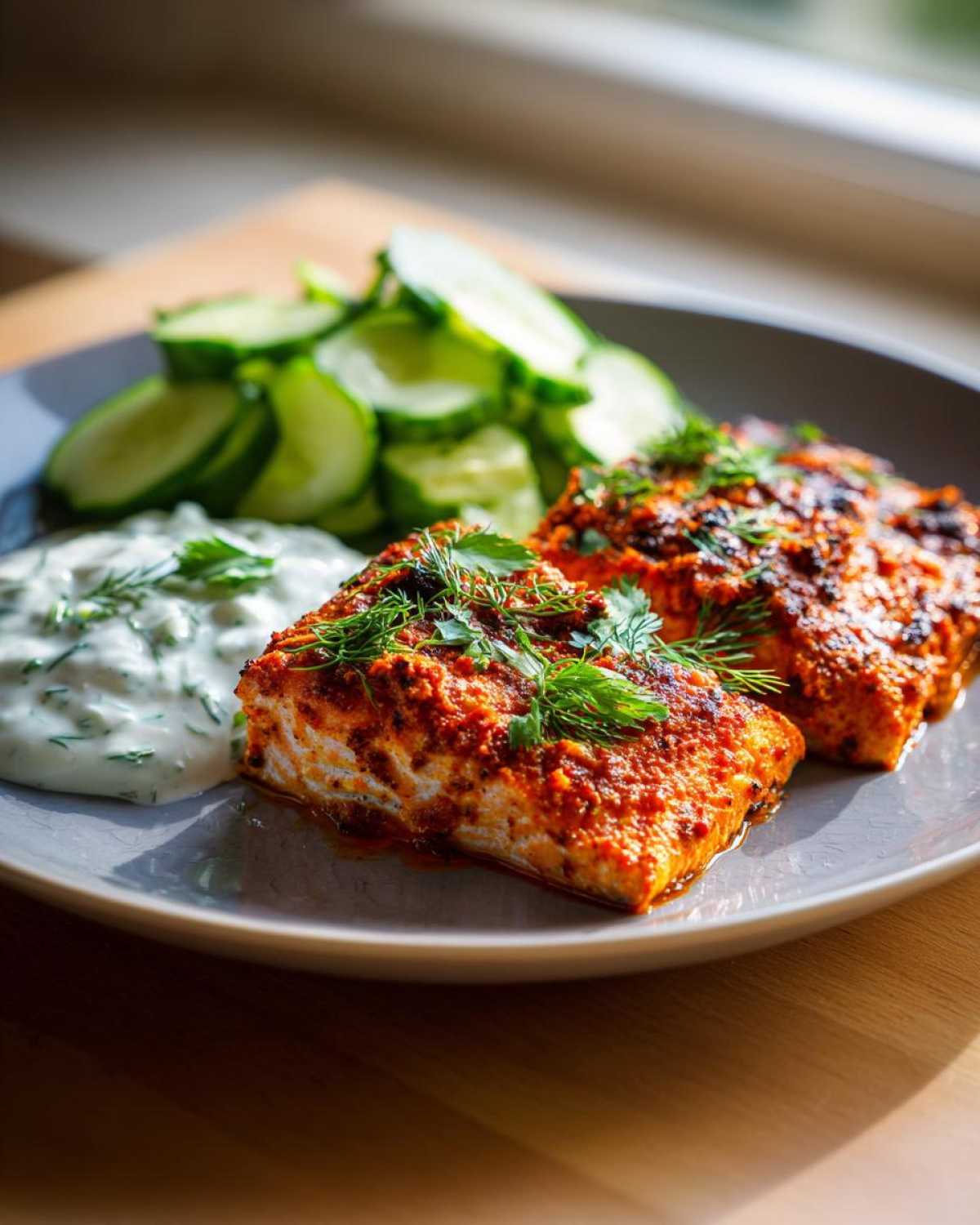 Tandoori Salmon with Cucumber Yogurt - detail 3
