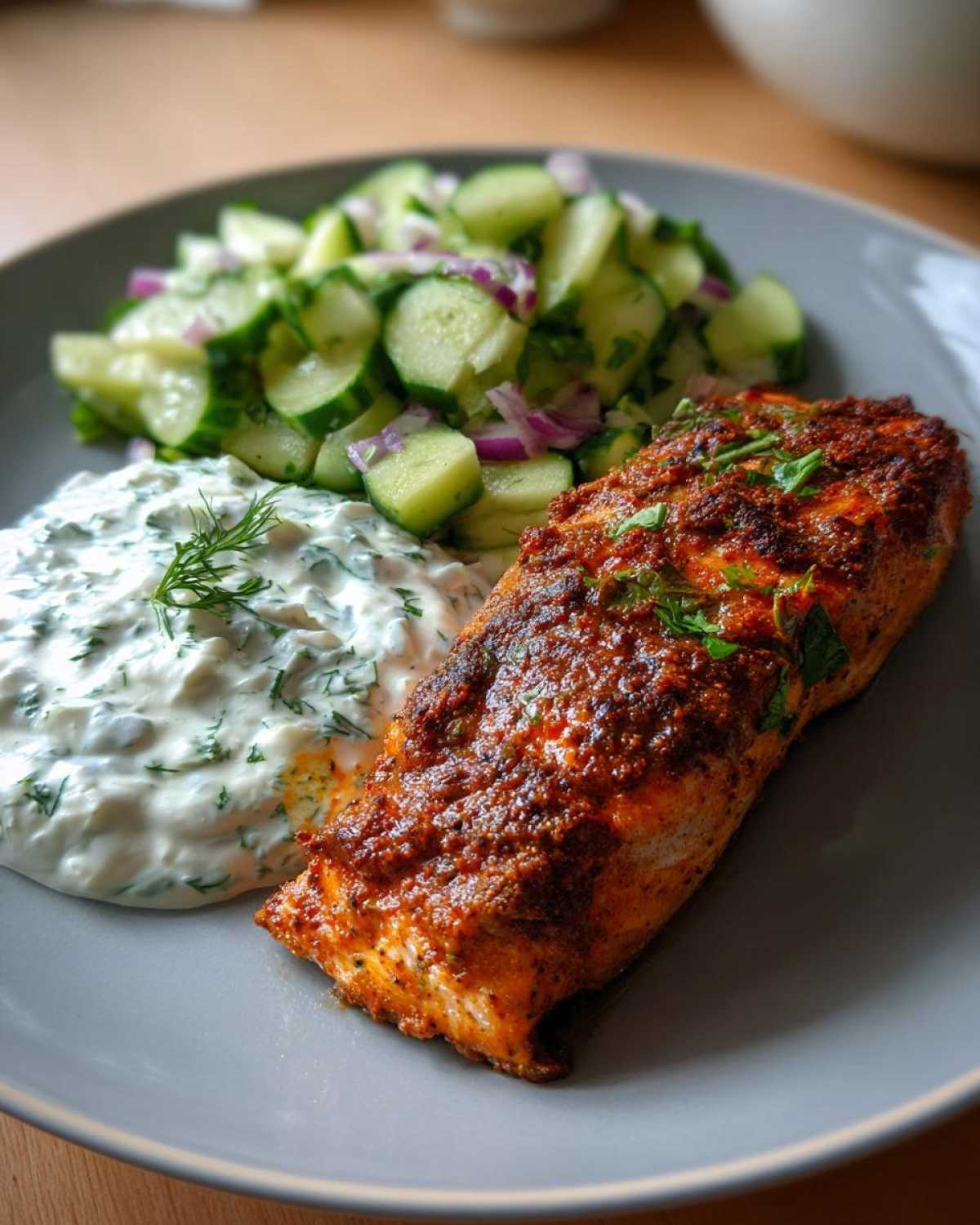 Tandoori Salmon with Cucumber Yogurt - detail 4