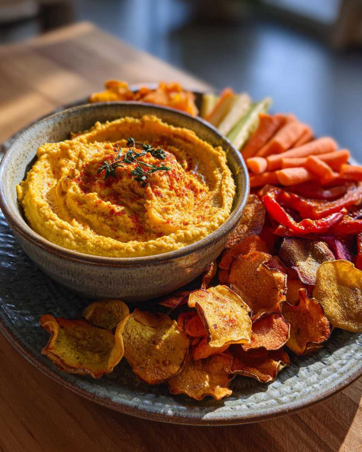 Turmeric Hummus with Veggie Chips - detail 1