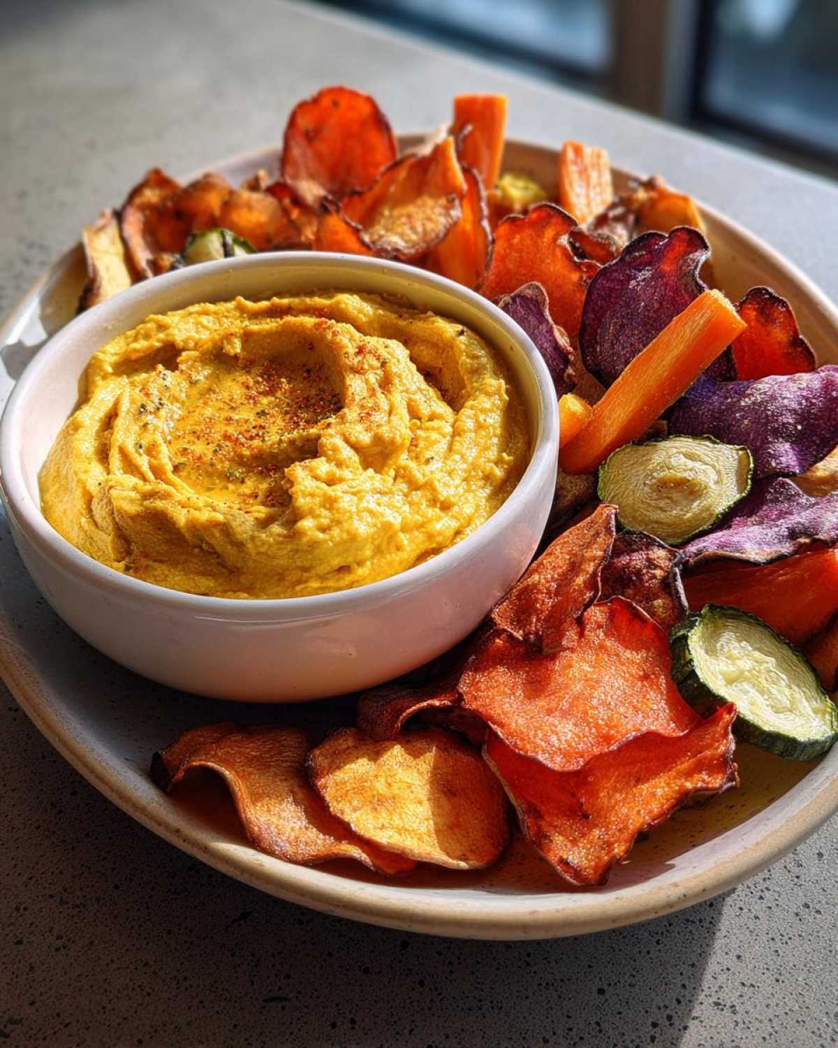 Turmeric Hummus with Veggie Chips - detail 4