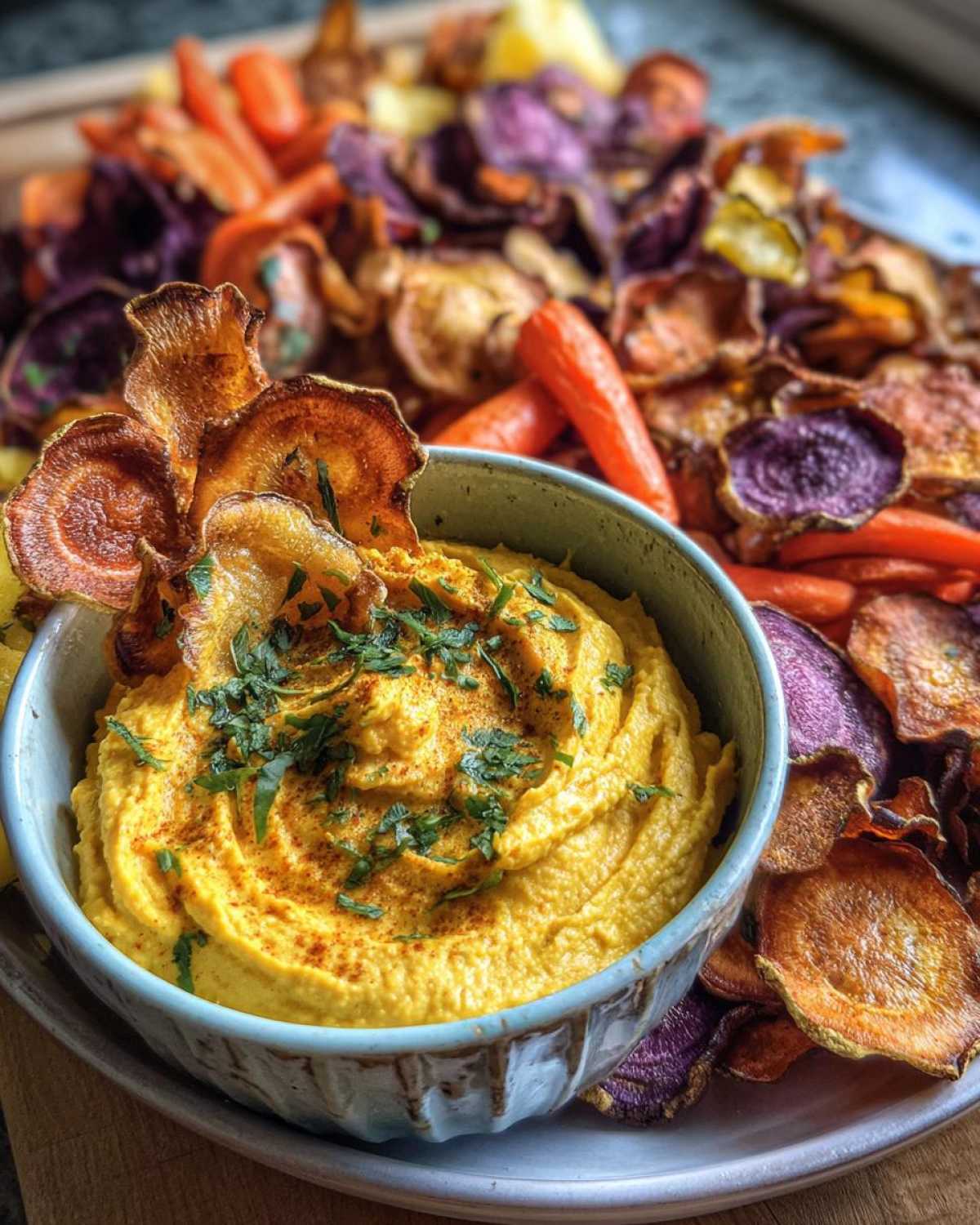 Turmeric Hummus with Veggie Chips - detail 3