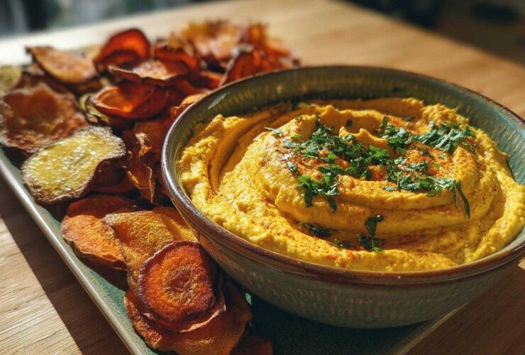 Turmeric Hummus with Veggie Chips