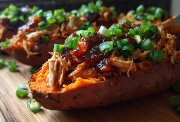 BBQ Pulled Chicken Stuffed Sweet Potatoes