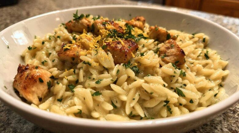 Creamy Lemon Orzo with Chicken