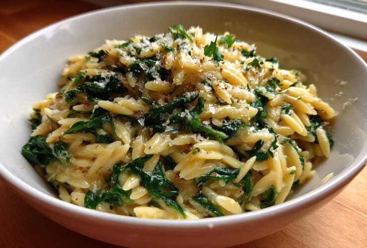 Creamy Lemon Spinach Orzo