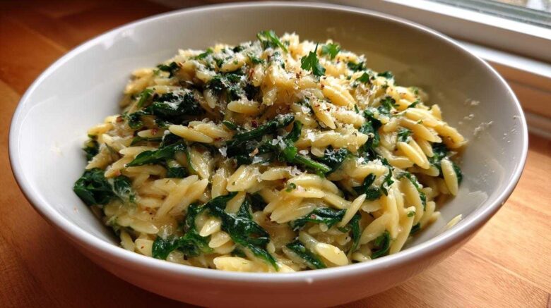 Creamy Lemon Spinach Orzo