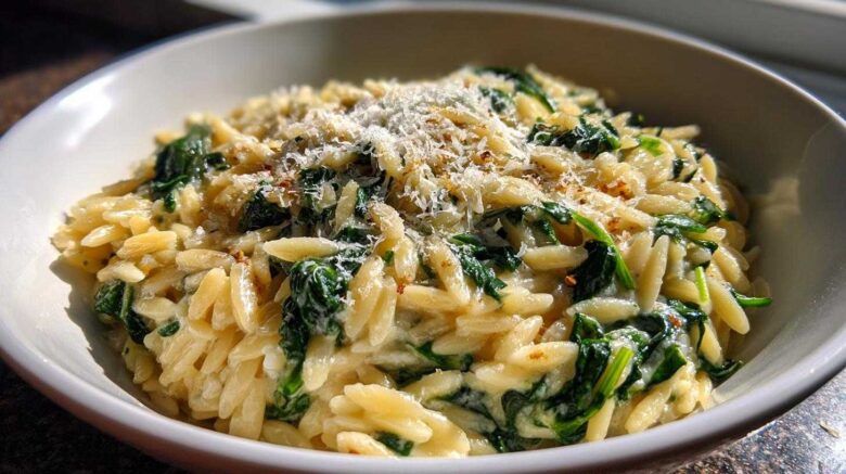 Creamy Spinach Parmesan Orzo
