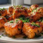 Crispy Garlic Butter Salmon Bites