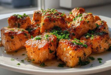 Crispy Garlic Butter Salmon Bites