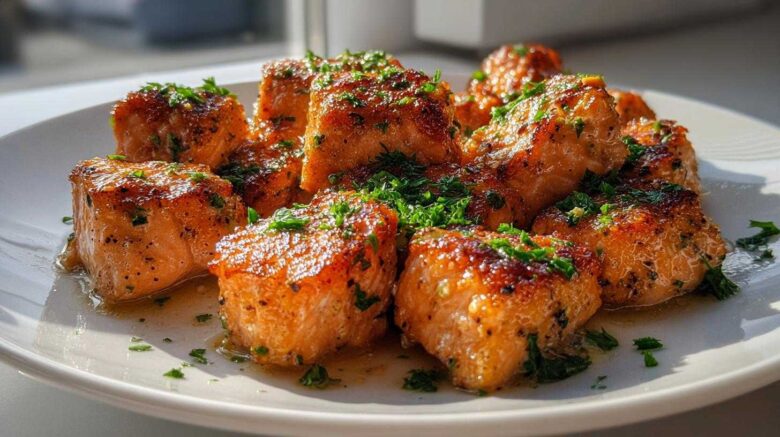 Crispy Garlic Butter Salmon Bites
