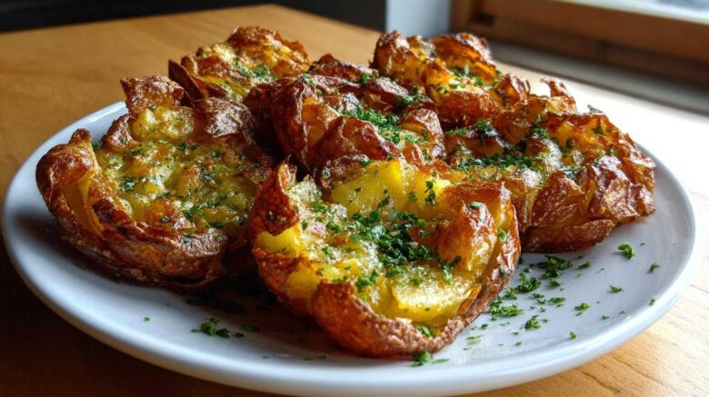 Crispy Garlic Smashed Potatoes