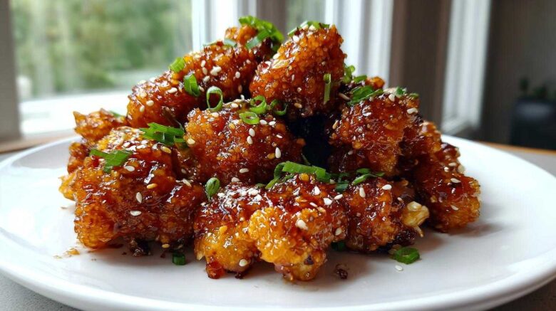 Crispy Honey Garlic Cauliflower Bites