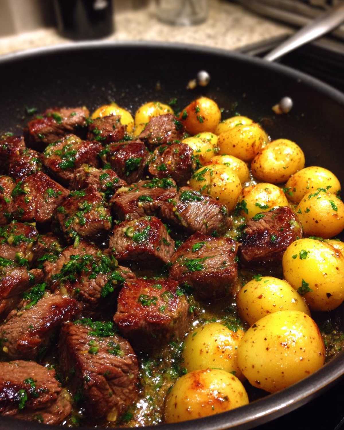 Garlic Butter Steak Bites with Potatoes - detail 2