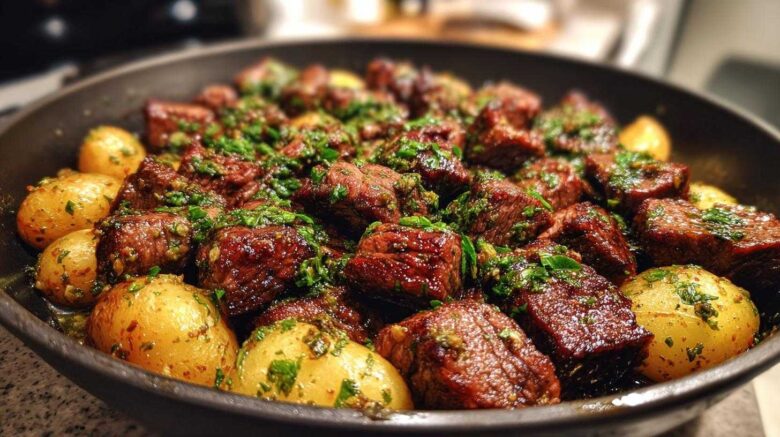 Garlic Butter Steak Bites with Potatoes