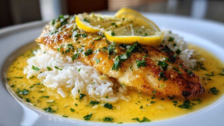 Lemon Butter Tilapia with Rice