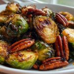 Maple Roasted Brussels Sprouts with Pecans