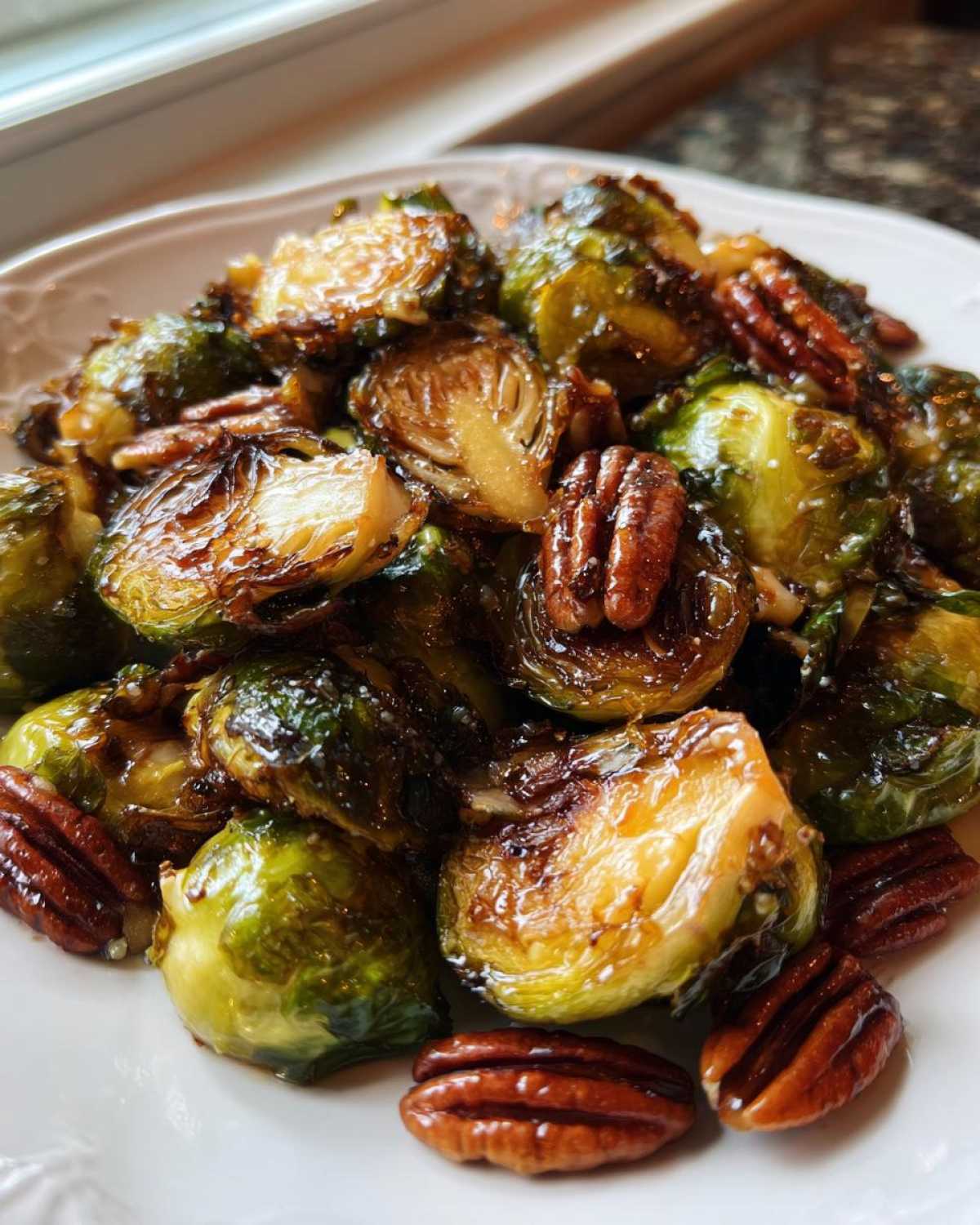 Maple Roasted Brussels Sprouts with Pecans - detail 2