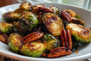 Maple Roasted Brussels Sprouts with Pecans