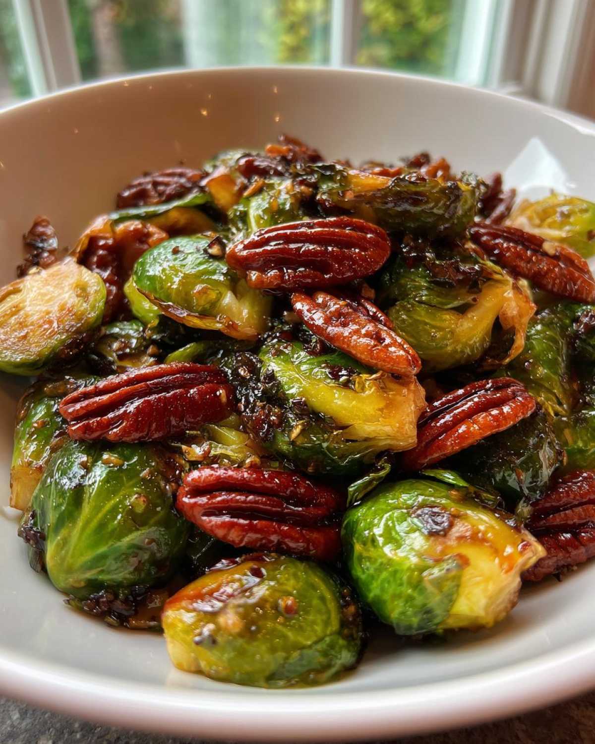 Maple Roasted Brussels Sprouts with Pecans - detail 4