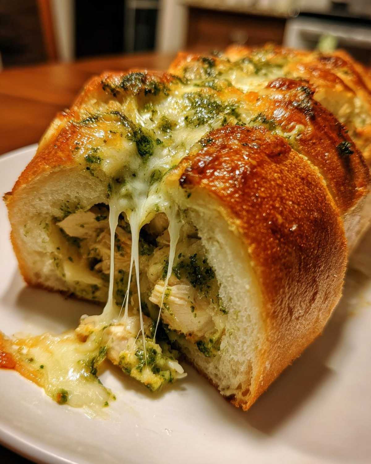Pesto Chicken Stuffed Garlic Bread - detail 1