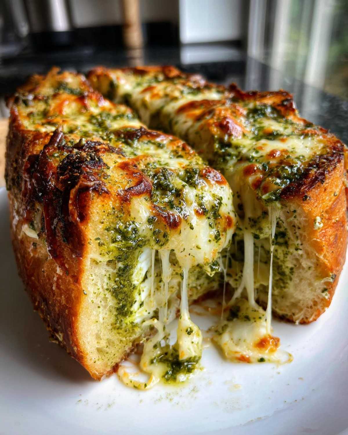 Pesto Chicken Stuffed Garlic Bread - detail 2