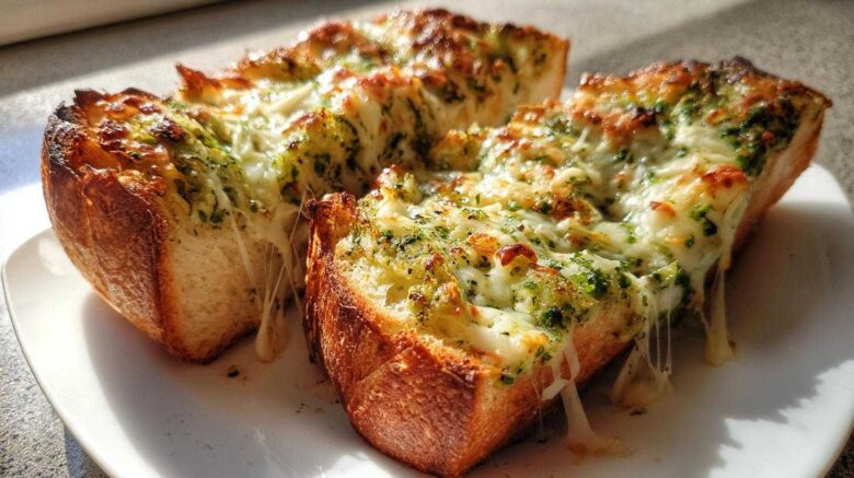 Pesto Chicken Stuffed Garlic Bread