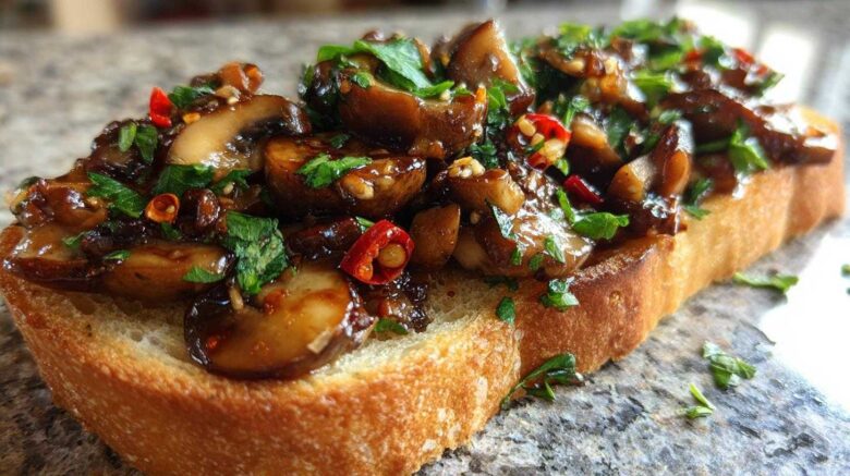 Spicy Garlic Mushroom Toast