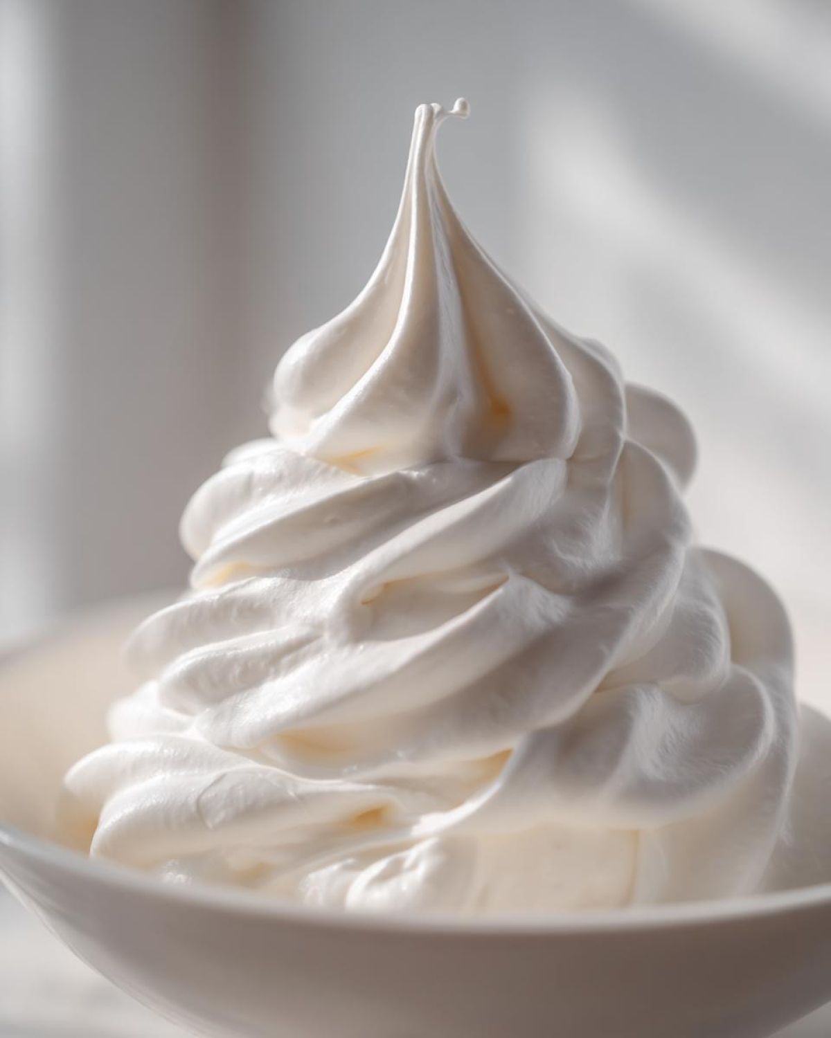 Close-up of stiff, perfectly piped white royal icing recipe, showing its smooth, glossy texture.